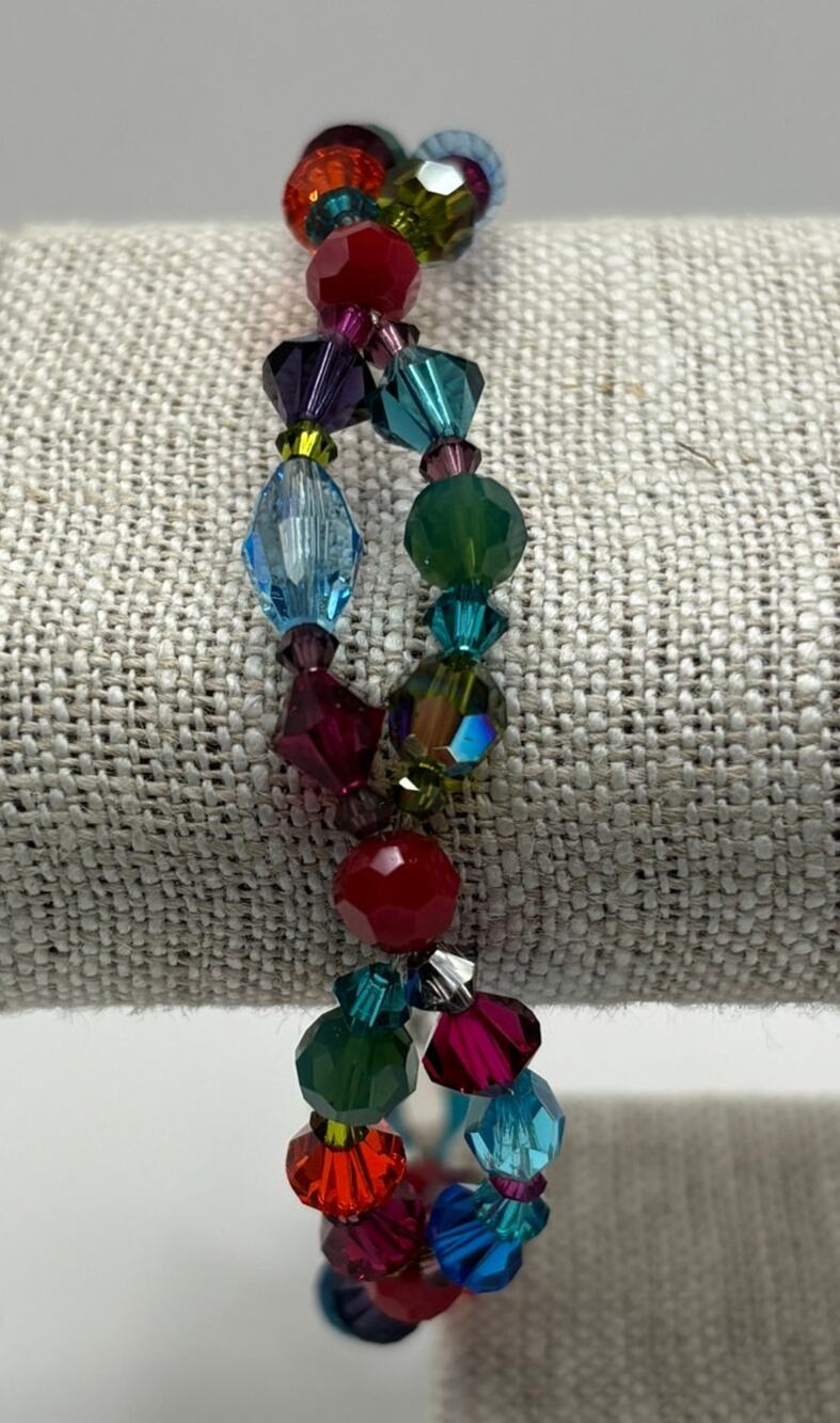 Lori Frantz-Koenig Multicolor Faceted Austrian Crystal Bead Bracelet 9" #76905